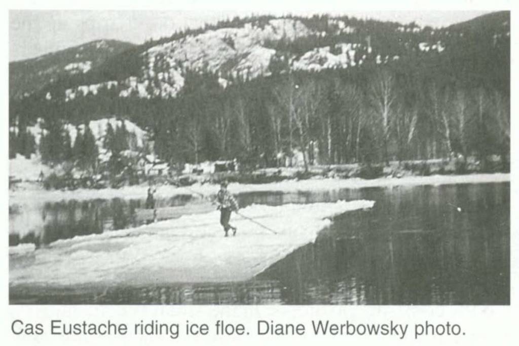 Cas Eustache riding ice floe. Diane Werbowsky photo. (Submitted by Donna Kibble)